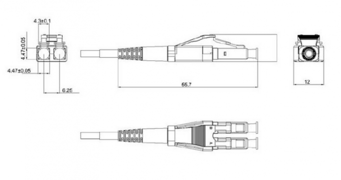LC OM3 Duplex Uniboot ขั้วต่อไฟเบอร์ออปติก RohS วัสดุ, สีน้ำ