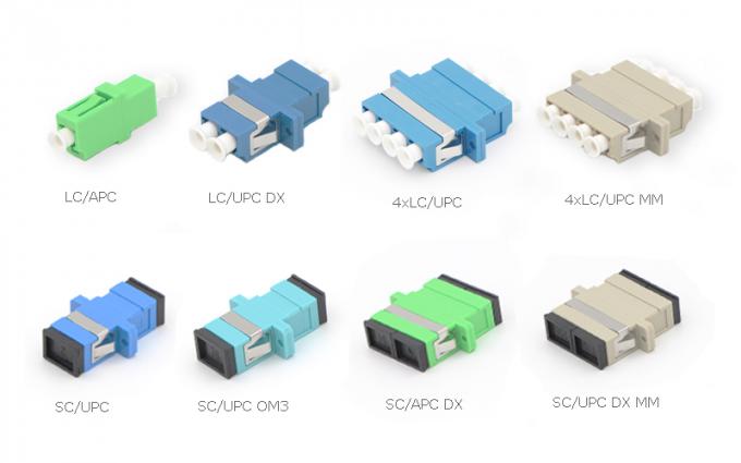 4 - Core LC ตัวเชื่อมต่อไฟเบอร์ออปติก UPC มัลติ OM2 50/125 การจัดตำแหน่งความแม่นยำสูง