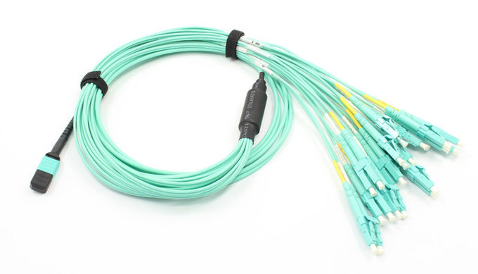 Multipode 12 Fibers MPO Patch Cord, MTP MPO สายไฟเบอร์ออปติกแพทช์
