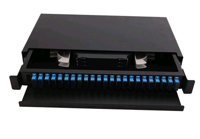 SC Simplex 1U แผงแพทช์ 19 นิ้ว 24 พอร์ตกันน้ำด้วยสีดำ