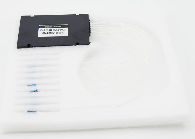 DWDM Multiplexer ความแม่นยำสูงความยาวคลื่นกลาง 8 ช่องสัญญาณสูญเสียการแทรกต่ำ