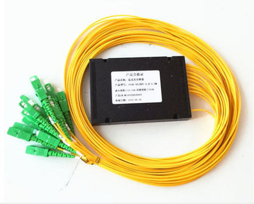 แยกแสงสีเหลือง Plc, แจ็คเก็ตแยก LSZH ใยแก้วนำแสง 1x16 Plc แยกต่างหากสำหรับระบบ FTTX ผู้ผลิต